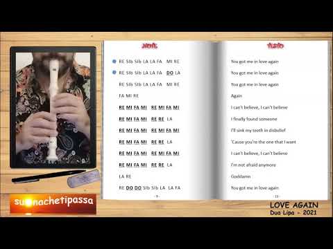 LOVE AGAIN - Dua Lipa - Note, testo - Versione per flauto/strumenti in DO
