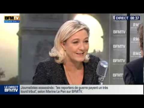 Marine Le Pen (FN) invitée de Bourdin direct avec Jean-Jacques Bourdin