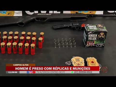 Campos Altos: Homem é preso com réplicas e munições