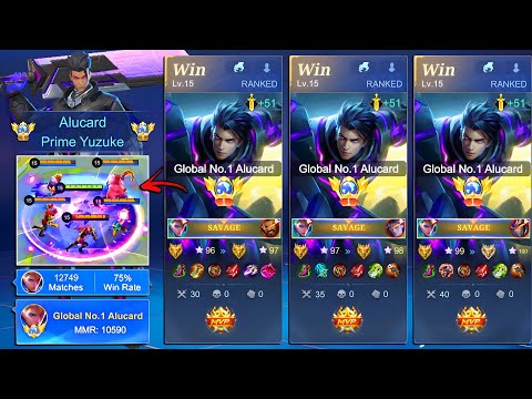 1v5 UNLI-SAVAGE 100% WINRATE!!! Global No.1 Alucard Best Guide Max Heal & Damage (no edit solo rank)