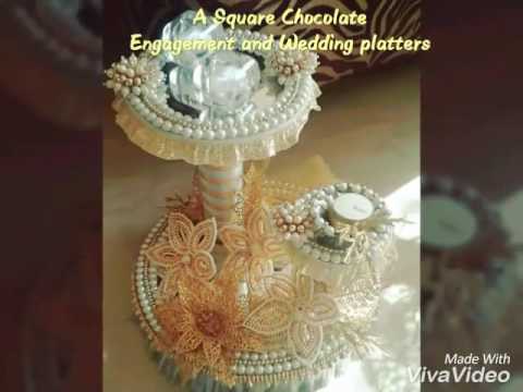 A Square Chocolate Engagement and Wedding platters.