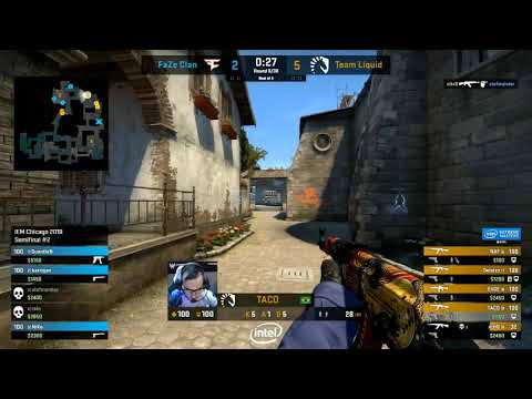 FaZe Niko quad kill to win a full eco round vs Liquid [Map1/Inferno] - IEM Chicago 2018 Semi Final