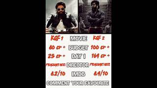 KGF CHAPTER 1 VS KGF CHAPTER 2 BOX OFFICE COLLECTION 🔥 SOUTH MOVIE COMPARISON 😈 #shorts #kgf2