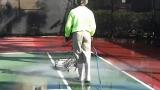 preview picture of video 'Pressure cleaning a tennis court with a Hydro Twister ANT3C surface cleaner. Dan Swede 800-666-1992'