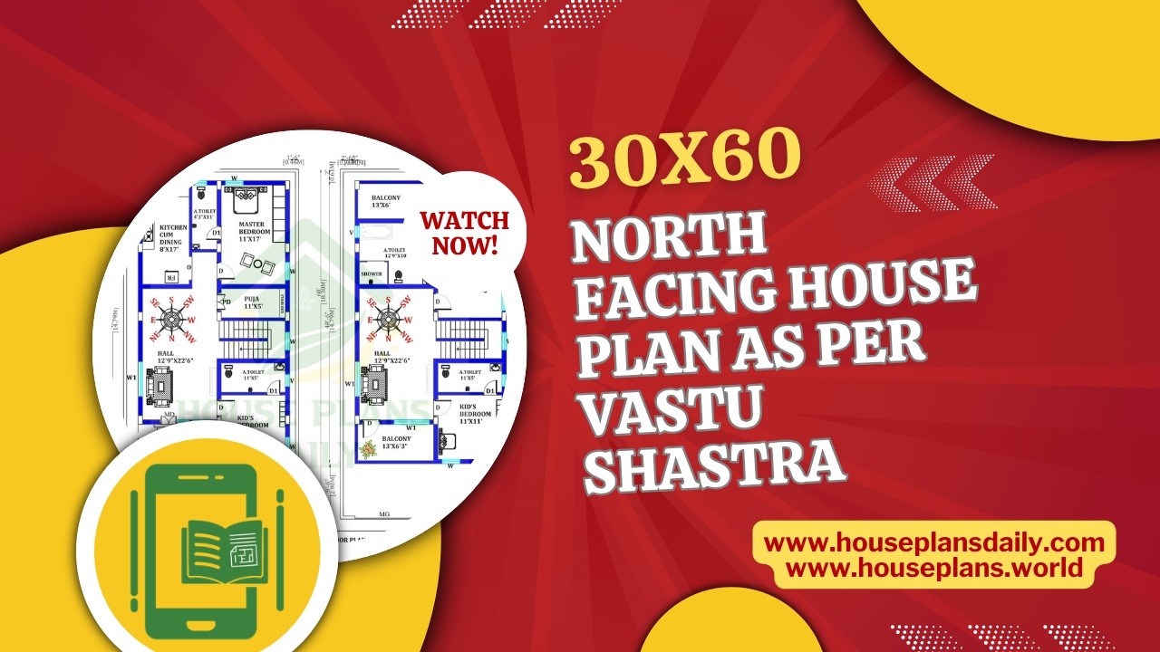 30x60 North Facing House Plan as per Vastu Shastra