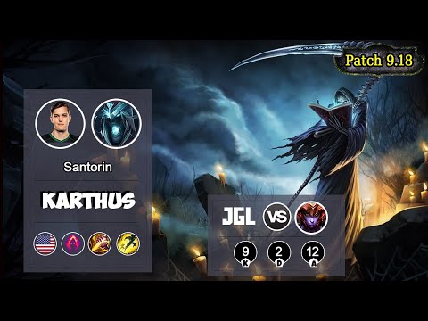 SANTORIN RANK 1 NA  KARTHUS JUNGLE VS Shyvanna | LOL | S9 NA Challenger - Full Gameplay