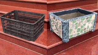 Amazing Cement Craft Tips - Make Flower Pots With Ceramic Tiles And Plastic Baskets