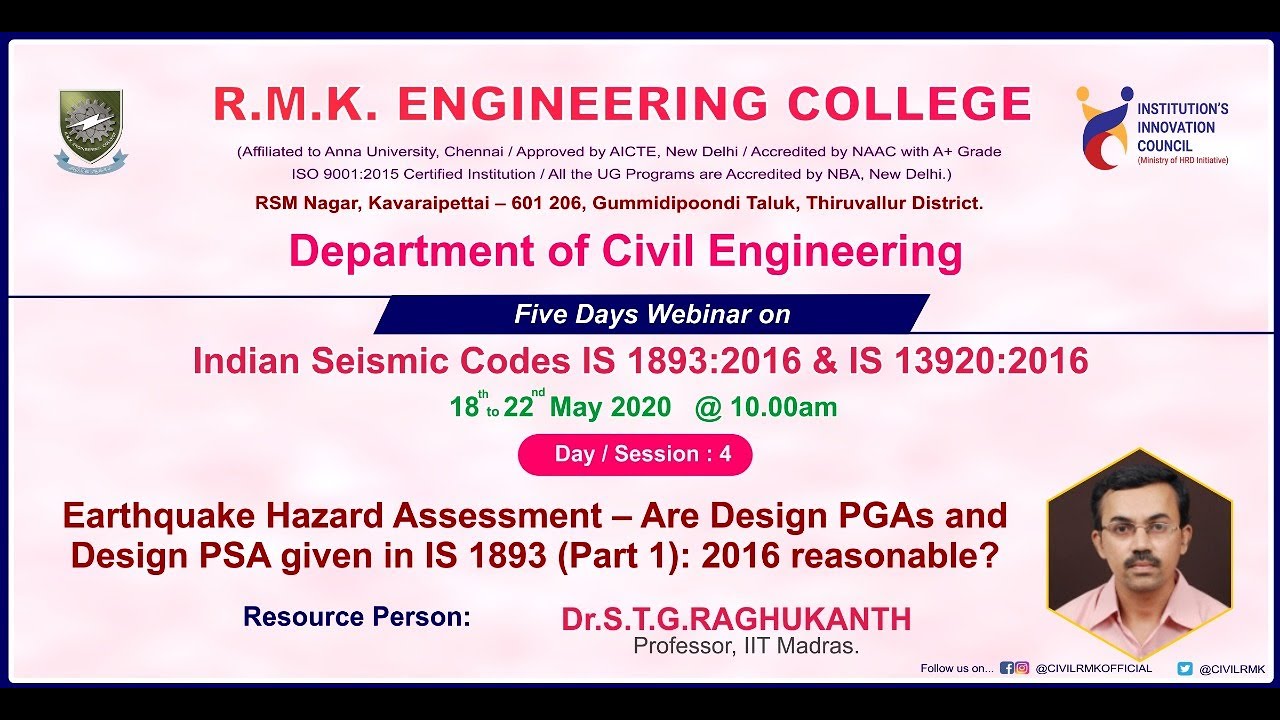 Indian Seismic Codes IS1893: 2016 and IS13920: 2016 - 21-05-2020