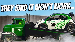 Can you Tow a car across the map in GTA 5 Online? (Slam truck challenge)
