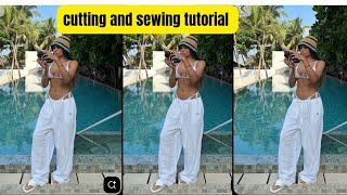 How to cut and sew a beachwear Palazzo trouser ( a beginner friendly tutorial)