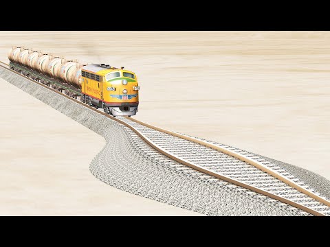 Impossible wide Rail Tracks vs Trains crossing - Beamng Drive