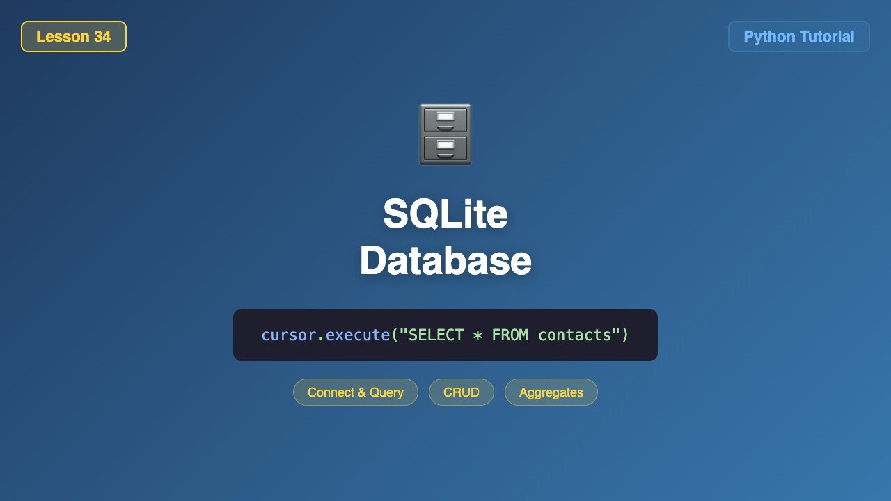 Create, Read, Update, Delete with sqlite3, Tutorial  - Python SQLite part I , #34