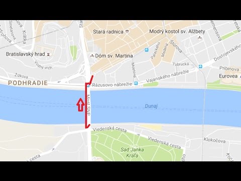 Cyklotrasy -  Most SNP -  Bratislava,  z Petržalky do Starého mesta