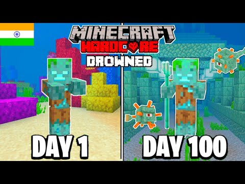 I Survived 100 Days as a Drowned in Minecraft Hardcore (HINDI)