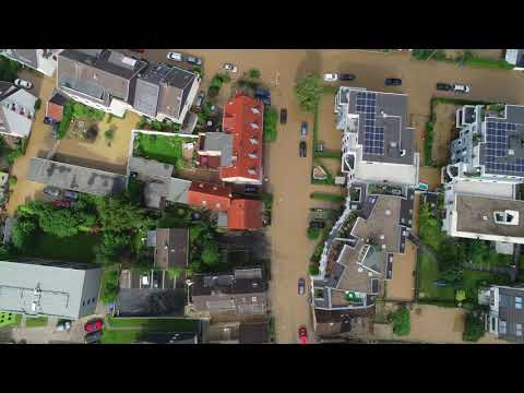 Hochwasser Leverkusen Opladen Wupper Drohnenaufnahme 4K/UHD