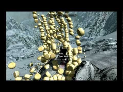 Skyrim 4200 cheese wheels rolling from high hrothgar [HD][ULTRA GRAPHICS]
