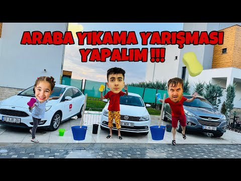 ÖDÜLLÜ!!! ARABA YIKAMA YARIŞMASI YAPTIK!!  SENCE KİM KAZANDI??