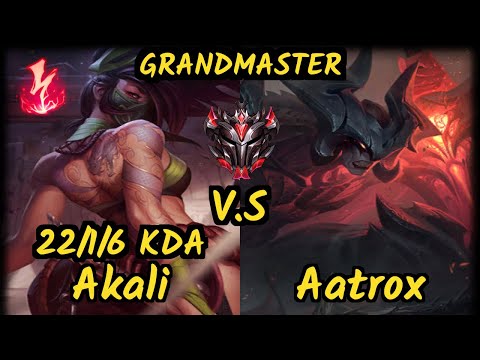 GRF Chovy (AKALI) vs AATROX - 22/1/6 KDA MID GAMEPLAY - KR Ranked GRANDMASTER