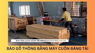 Bào gỗ thông bằng máy bào cuốn băng tải Woodmaster WM-600HSB.