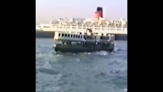 Cunard Ocean Liner QE2 in Hong Kong Harbour