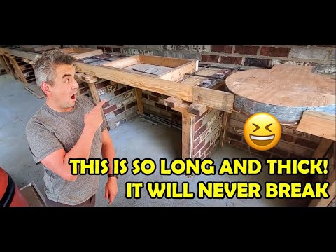 DIY OUTDOOR KITCHEN with concrete countertops and sink, grill and Kamado egg!😋🌭🍖