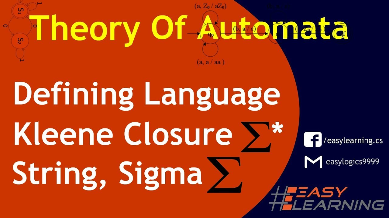 Defining language | Kleene closure | String | Sigma | Alphabet set | Easy Learning Classroom