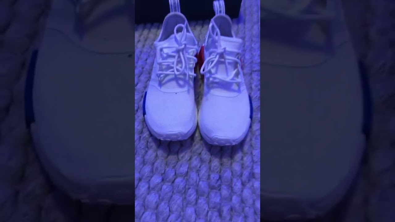 Adidas nmd white, red and blue