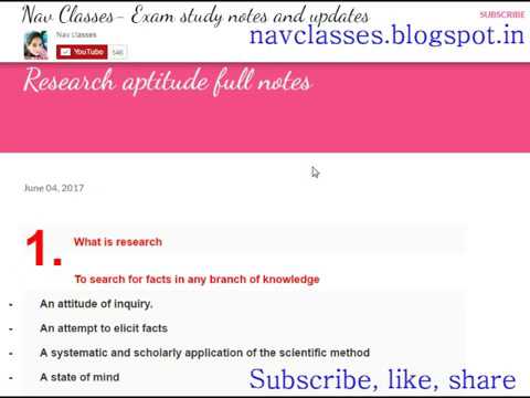 Research aptitude concepts CBSE UGC NET | Class 1 | in Hindi Video