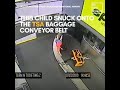 Security camera footage of young boy's wild ride on the TSA baggage conveyor belt (Atlanta airport)