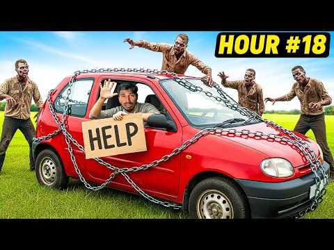 24 Hours Trapped in a Zombie Survival Car Shelter 😱🧟