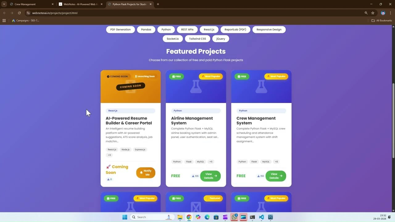 Crew Management System In Python Flask + MySql | full  project with source code