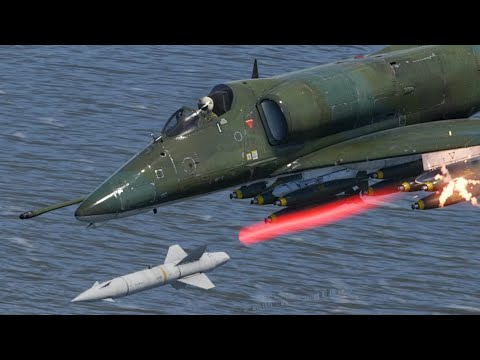 Douglas A-4 Skyhawk missile attack to enemy aircraft carrier. NOT REAL. #naval #aircraft #jet #a4