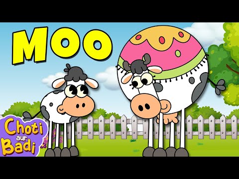 Animals and It's Sounds | गाय कहती है Moo Moo | Hindi Balgeet and Learning Videos | @chotiaurbadi