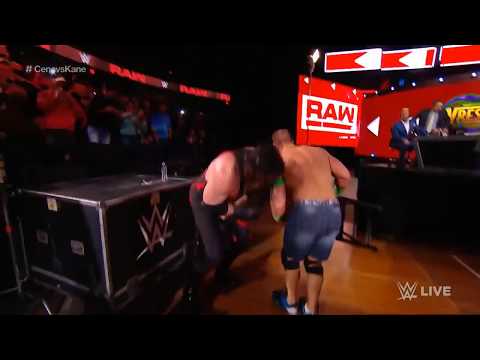 John Cena vs Kane Table Fight - WWE RAW 26th March 2018