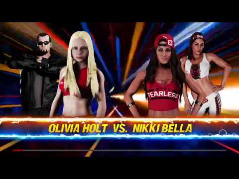 WWE 2k18 - Olivia Holt (w/The Crusher) vs. Nikki Bella (w/Brie Bella)