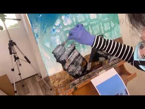 How I painted my  painting ,"The Stone of Unity" using my Collage , Acrylic and Pouring techniques.