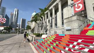 Singapore walking tour - War Memorial, Sir Stamford Raffles, Boat Quay [4k]
