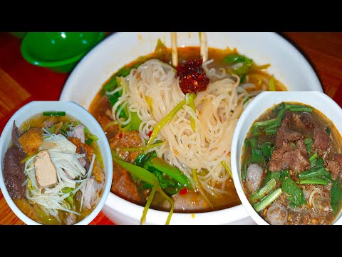 Breakfast At PC Market  - Yummy Braised Beef Noodle Soup And Num Banhjok Sraos