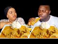 ASMR MUKBANG AND POUNDED YAM FUFU WITH  COW SKIN  & GOAT MEAT EGUSI SOUP African food mukbang