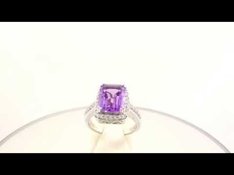 0.33 Ct Diamond Ring With 2.72 Amethyst Made of 18K White Gold