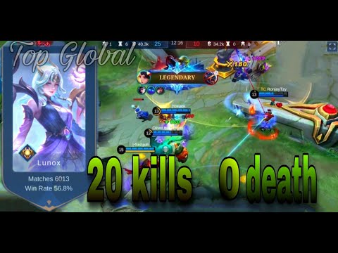 Aggressive Lunox dominating 20 kills 0 death! Top Global 6k matches! #mlbb #lunox #lunoxgameplay
