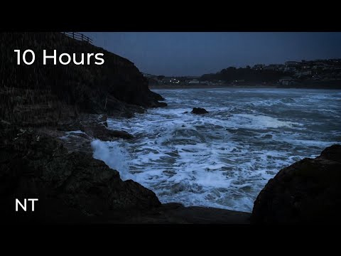 Stormy Ocean Waves Crashing on Rocks off Atlantic Coast | Winter Sea Sounds for Sleep & Relaxation