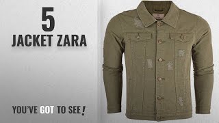 Top 10 Jacket Zara [2018]: Mens Denim Jacket Khaki Jeans Jacket Distressed Rips Ripped 4 Pocket