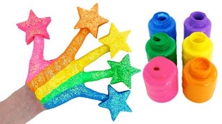 Learn Colors for Children Body Paint with Play Doh Stars &amp; Finger Family Nursery Rhymes