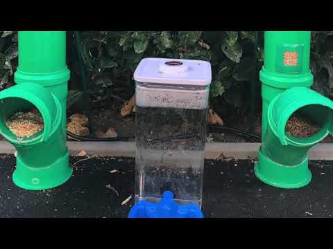 Futterautomat selbstgebaut für Hühner und Enten