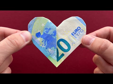 Geldscheine falten Herz - Einfaches Herz aus Geld falten