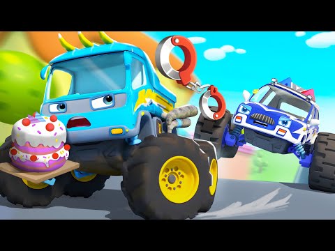 Monster Police Truck Rescue Team | Monster Truck | Fire Truck | Kids Song | BabyBus - Cars World