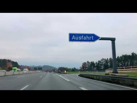 Driving along the A9 Autobahn near Bayreuth, Germany