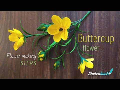 Buttercup Flower | Artificial flower making tutorial | Sketchbook